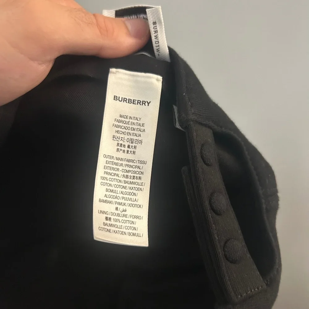 Burberry Baseball Cap Men Medium Black TB Monogram Embroidered Made in Italy